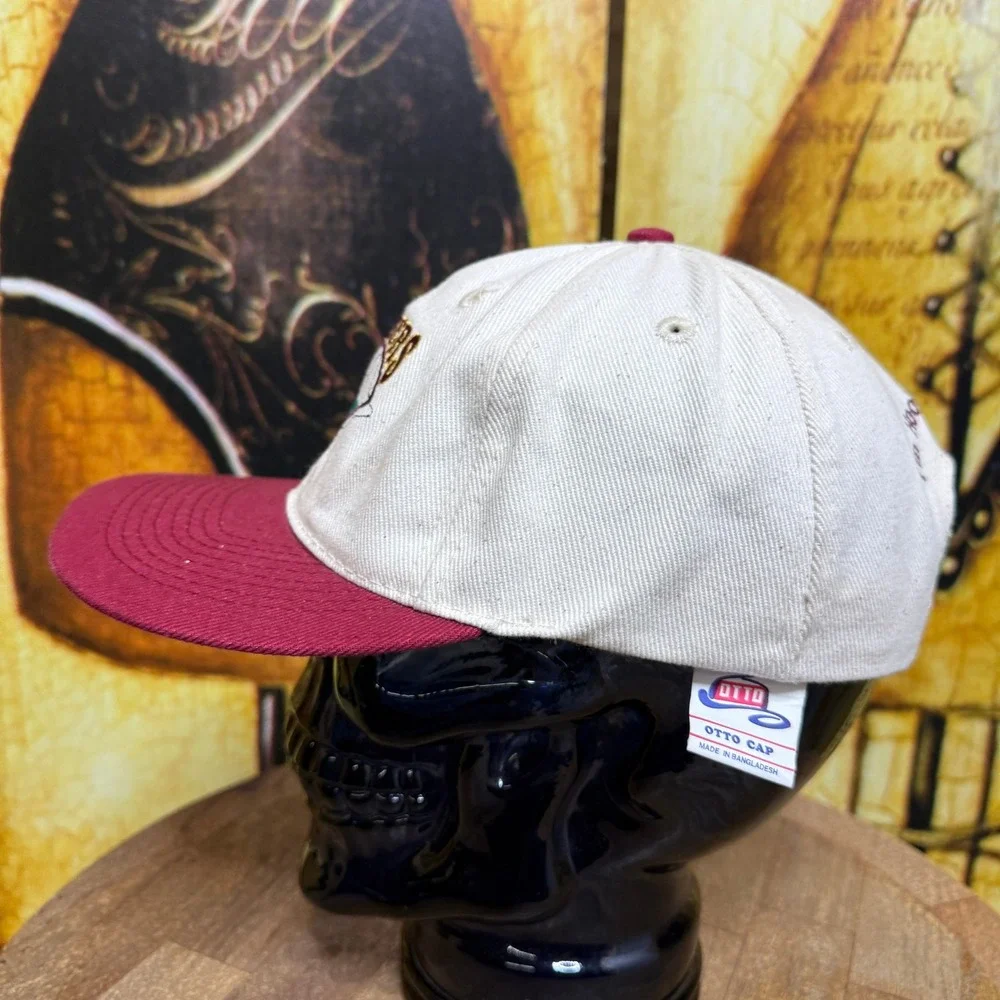 Otto Fishers of Men Hat Mens OSFA Beige Red Excellent Vintage Snapback Cap